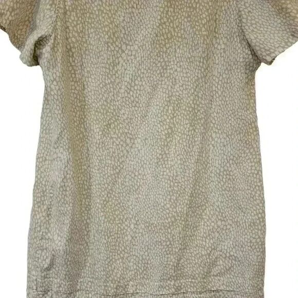 Nicole Miller Women's Green & White Floral Linen/Viscose V-Neck Short Sleeve Ple - Picture 10 of 14